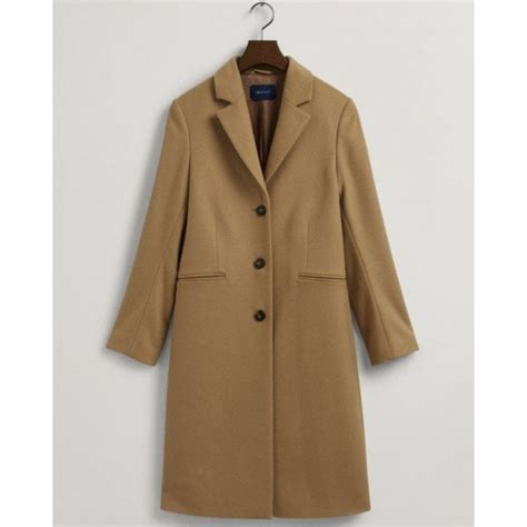 Wool Tailored Coat in Straw/linden 